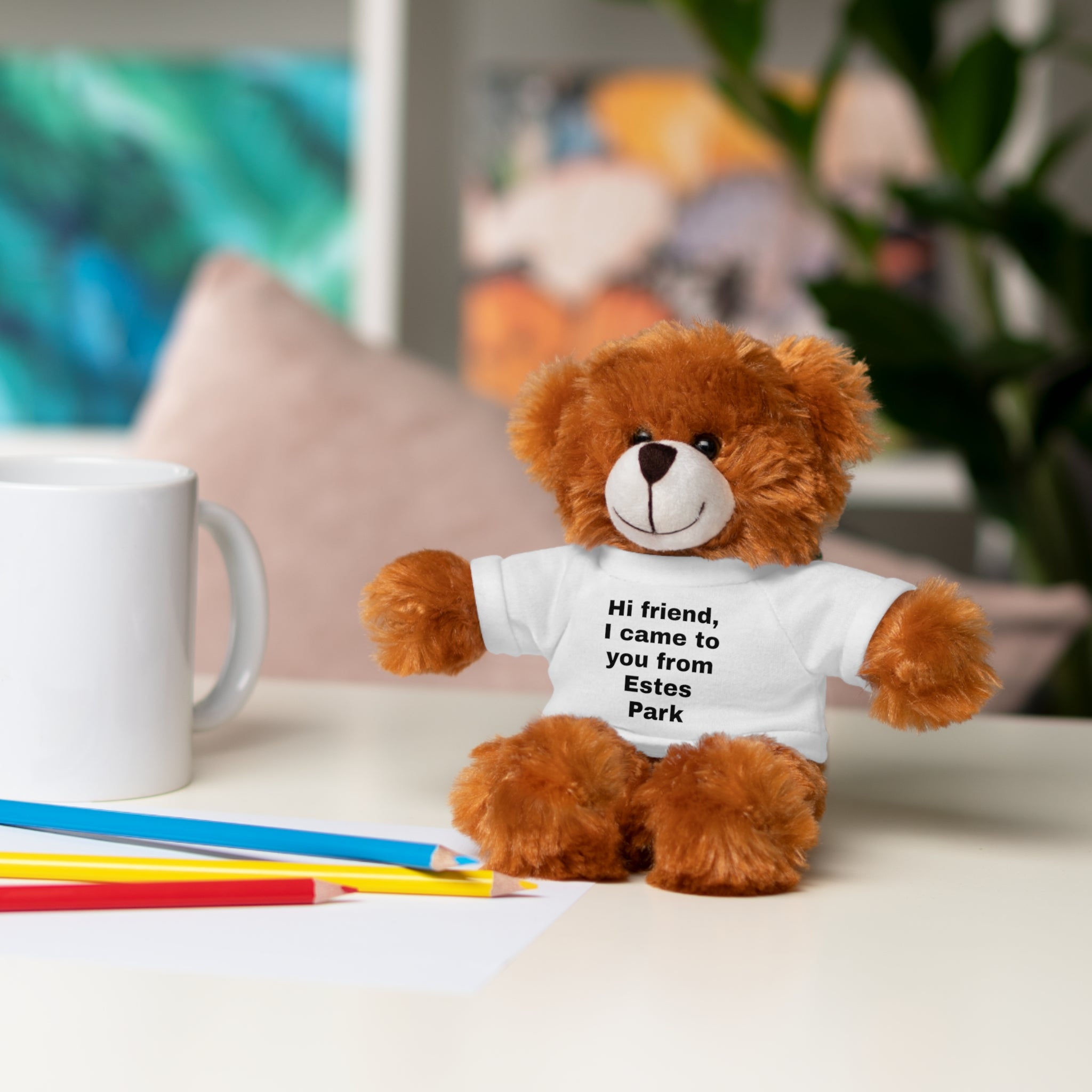 Stuffed Animal with Tee, Cute Bear Plushie, Personalized Gift for Kids, Souvenir from Estes Park, Adorable Cuddle Buddy, Cute Toy for [...]