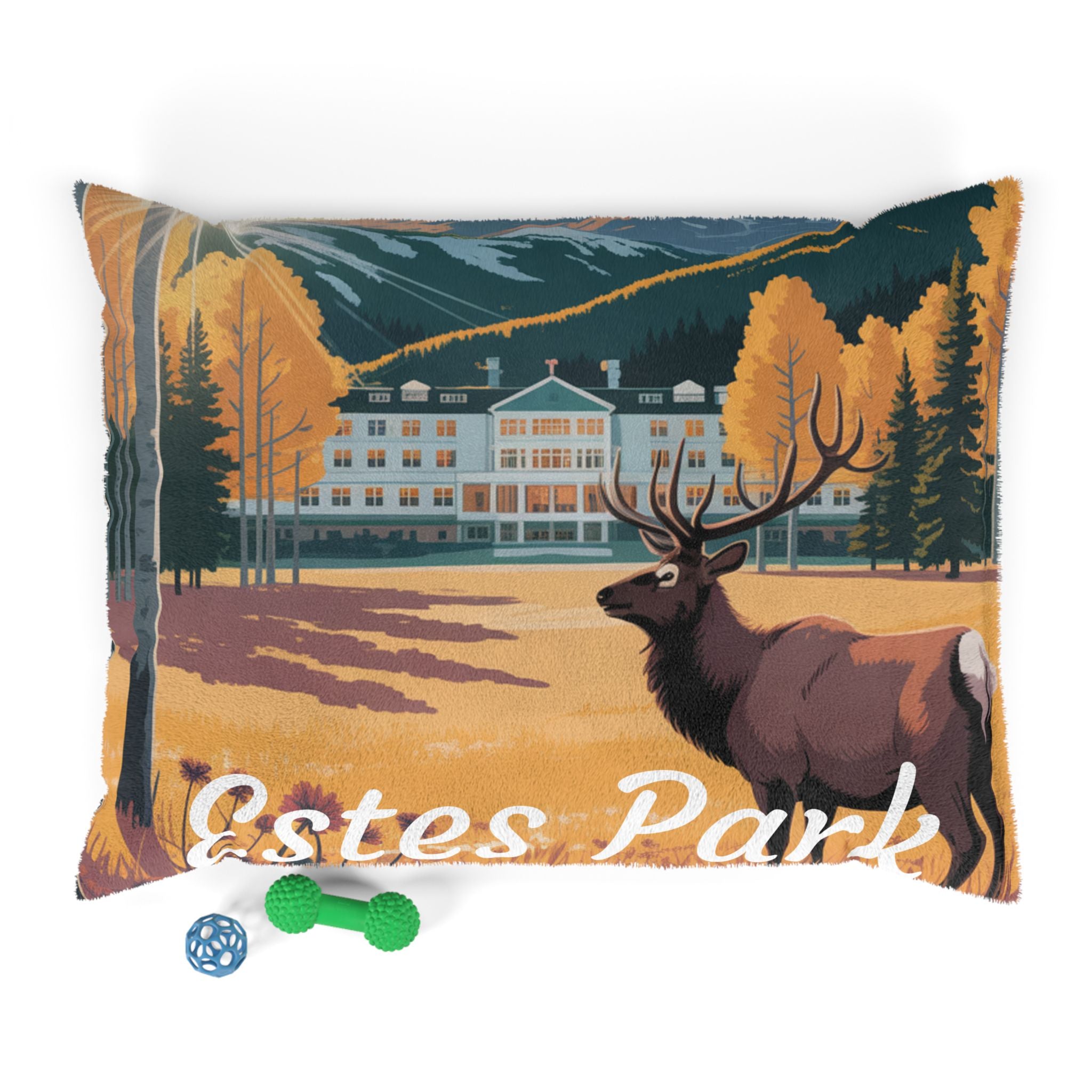 Nature-Themed Pet Bed with Estes Park Design, Cozy Pet Accessories, Rustic Dog Bed, Gift for Pet Lovers, Outdoor Decor