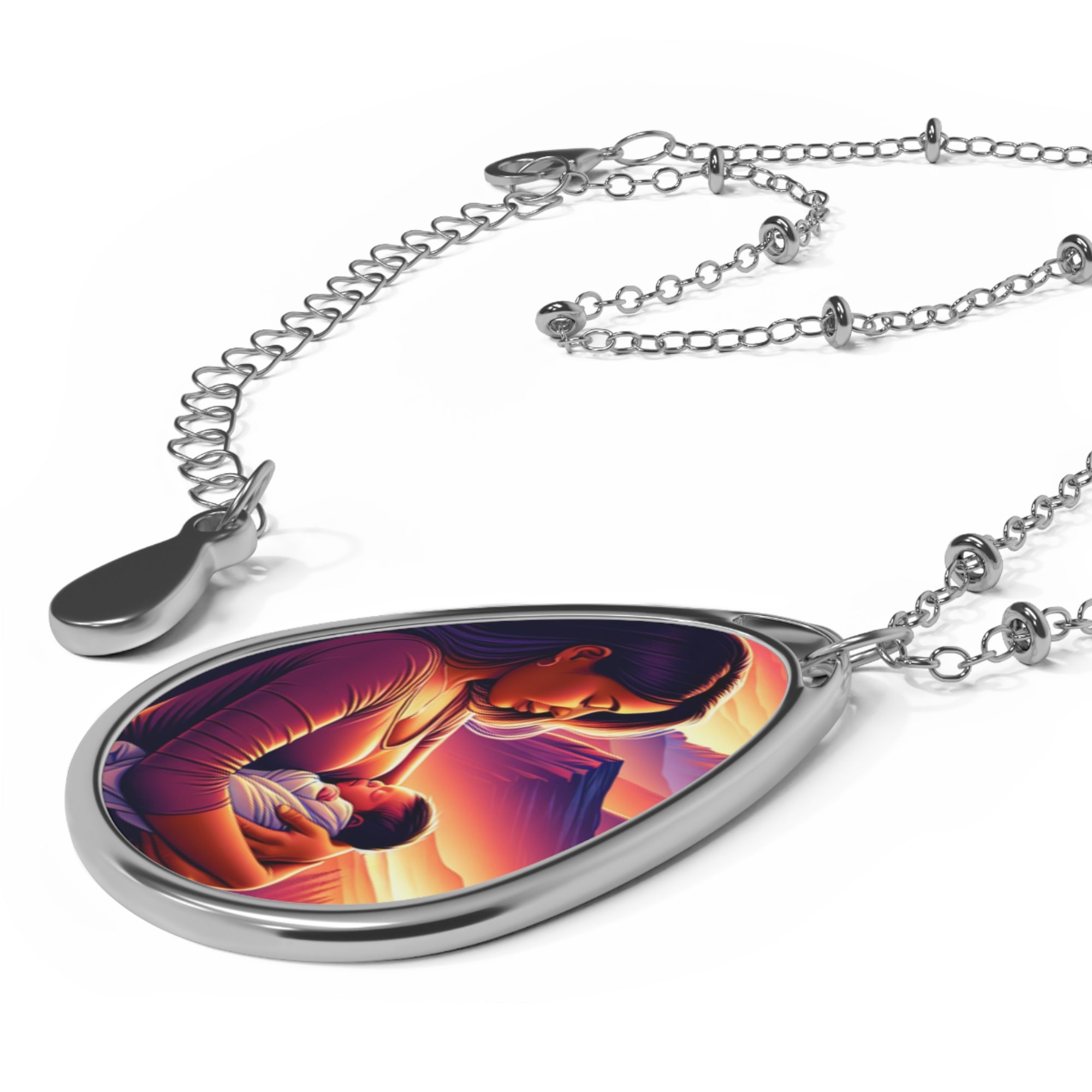 Emotional Motherhood Oval Necklace, Inspirational Jewelry, Gift for New Moms, Personalized Pendant, Keepsake Necklace