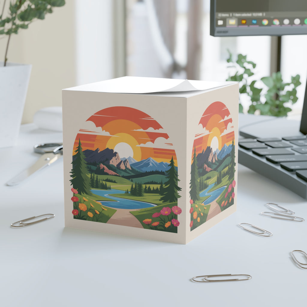 Scenic Note Cube - Wilderness Memo Pad, Nature Inspired Desktop Accessory, Gift for Hikers, Office Decor, Eco-Friendly Stationery