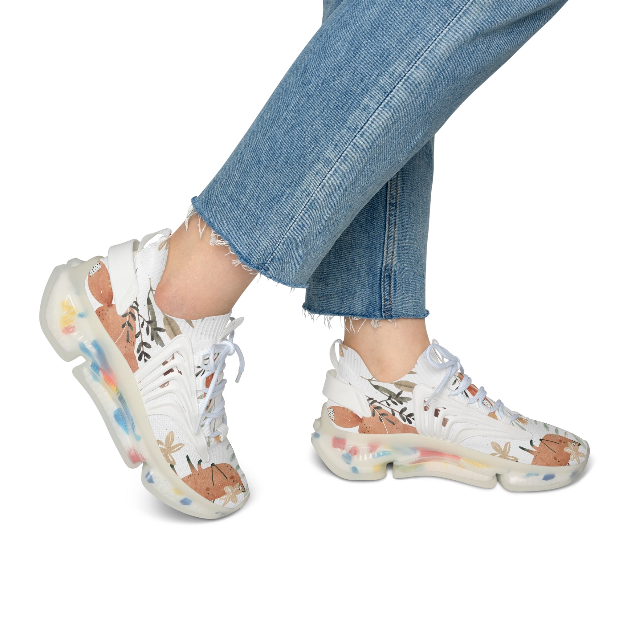 Stylish Floral Women's Mesh Sneakers, Lightweight Sneakers, Casual Footwear, Spring Fashion, Trendy Athletic Shoes