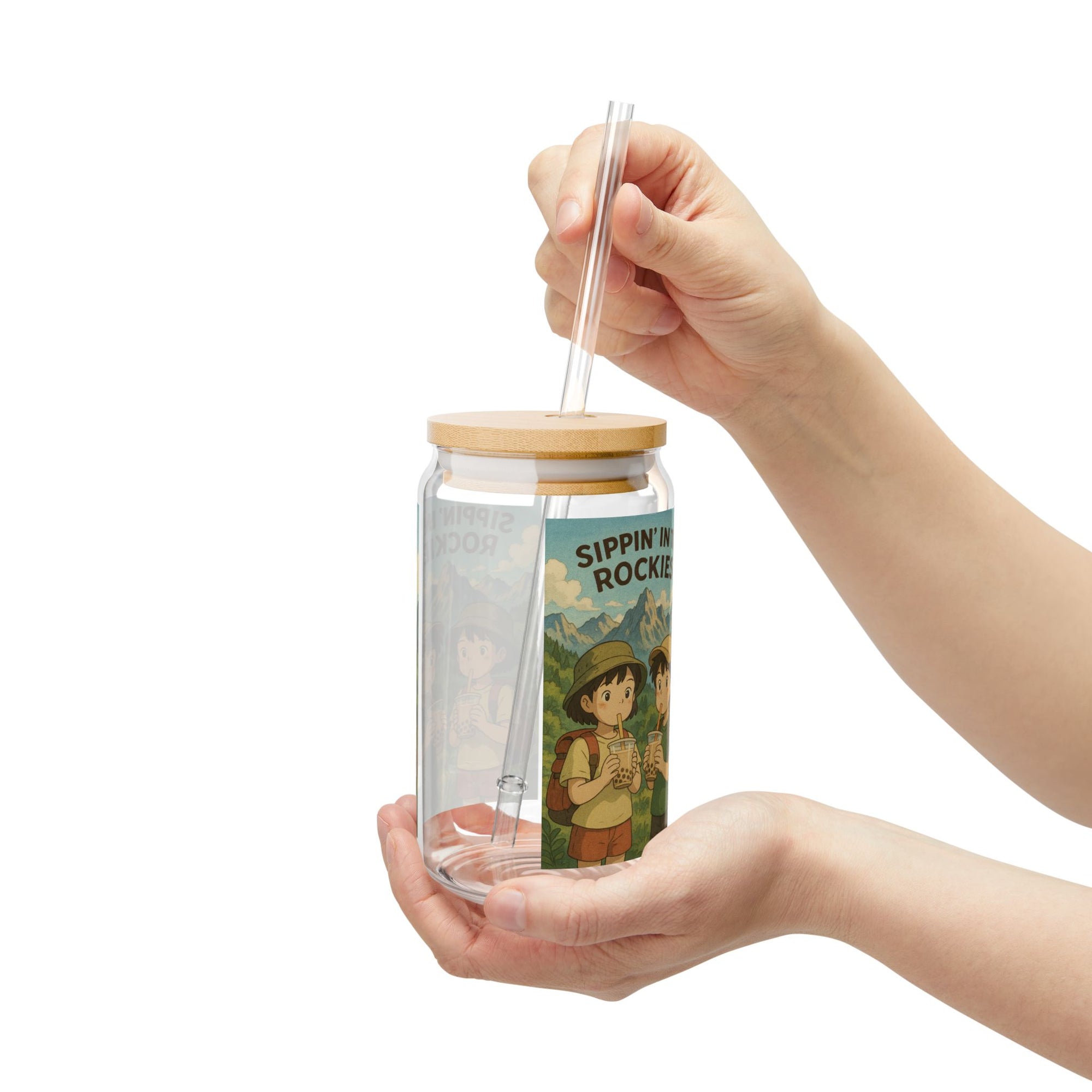 16oz Adventure Sipper Glass | Eco-Friendly Drinkware, Cute Camping Gifts, Personalized Outdoor Mugs, Vintage Travel Souvenir