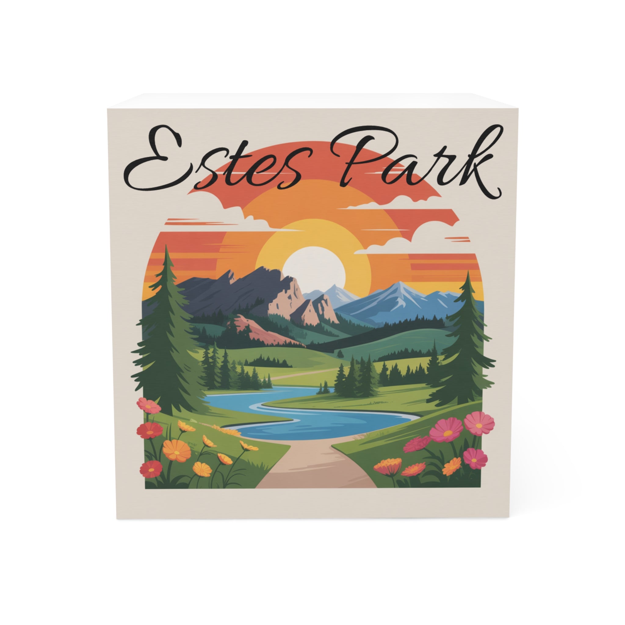 Scenic Note Cube with Estes Park Design, Cute Desk Accessory, Mountain Vibes, Nature Lover's Gift, Office Decor, Eco-Friendly Stationery