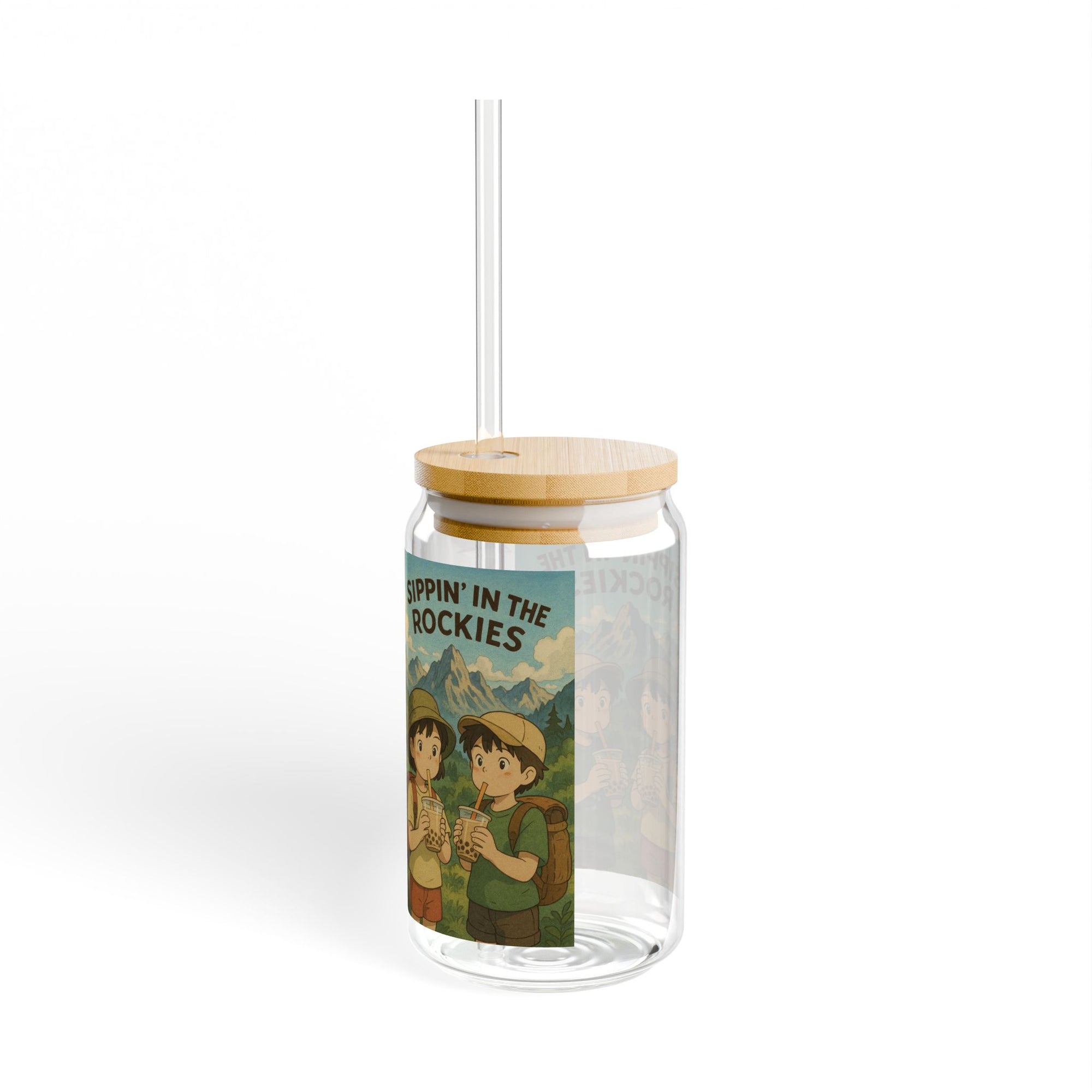 16oz Adventure Sipper Glass | Eco-Friendly Drinkware, Cute Camping Gifts, Personalized Outdoor Mugs, Vintage Travel Souvenir
