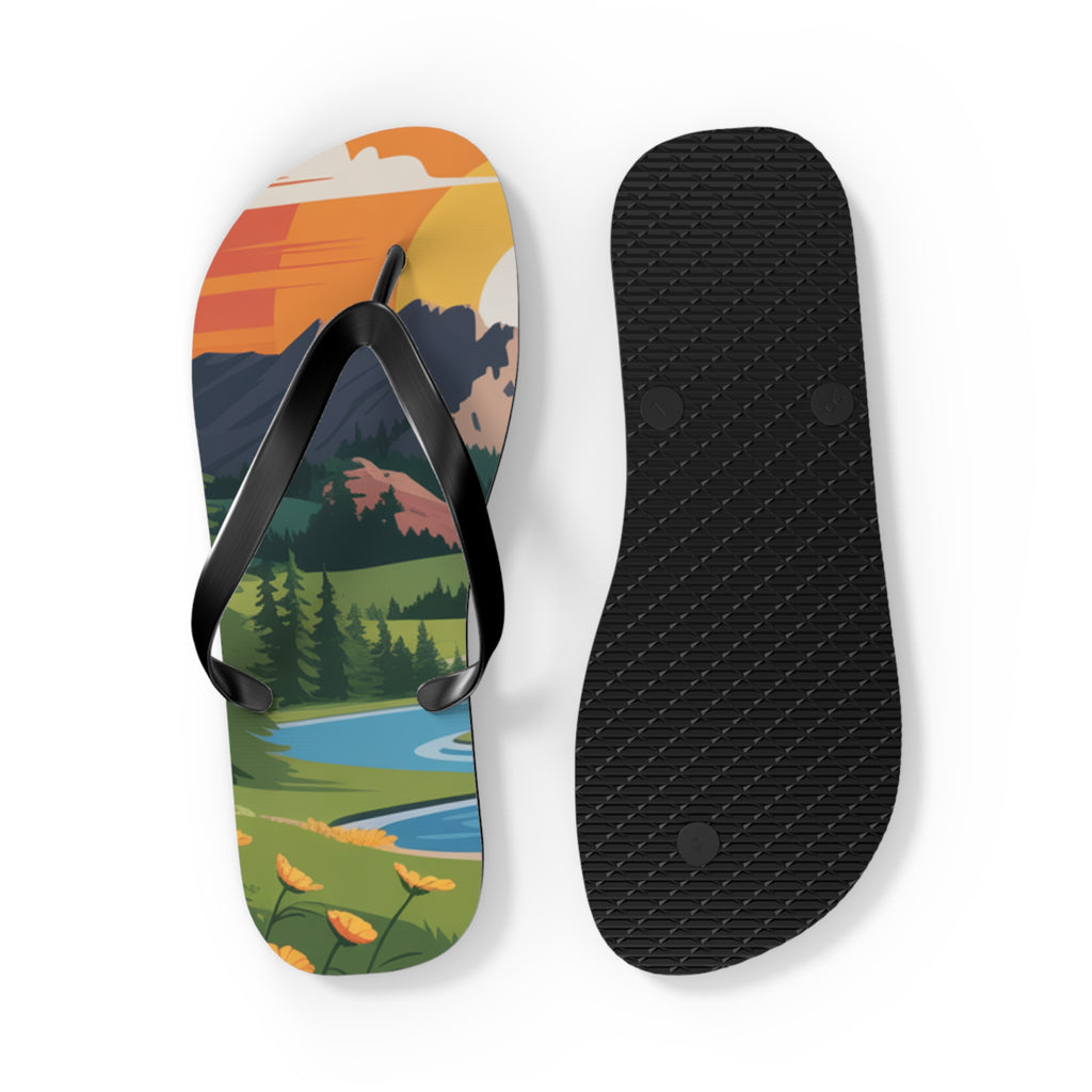 Summer Wonderland Flip Flops, Beach Footwear, Vacation Sandals, Outdoor Adventure Footwear, Gift for Nature Lovers