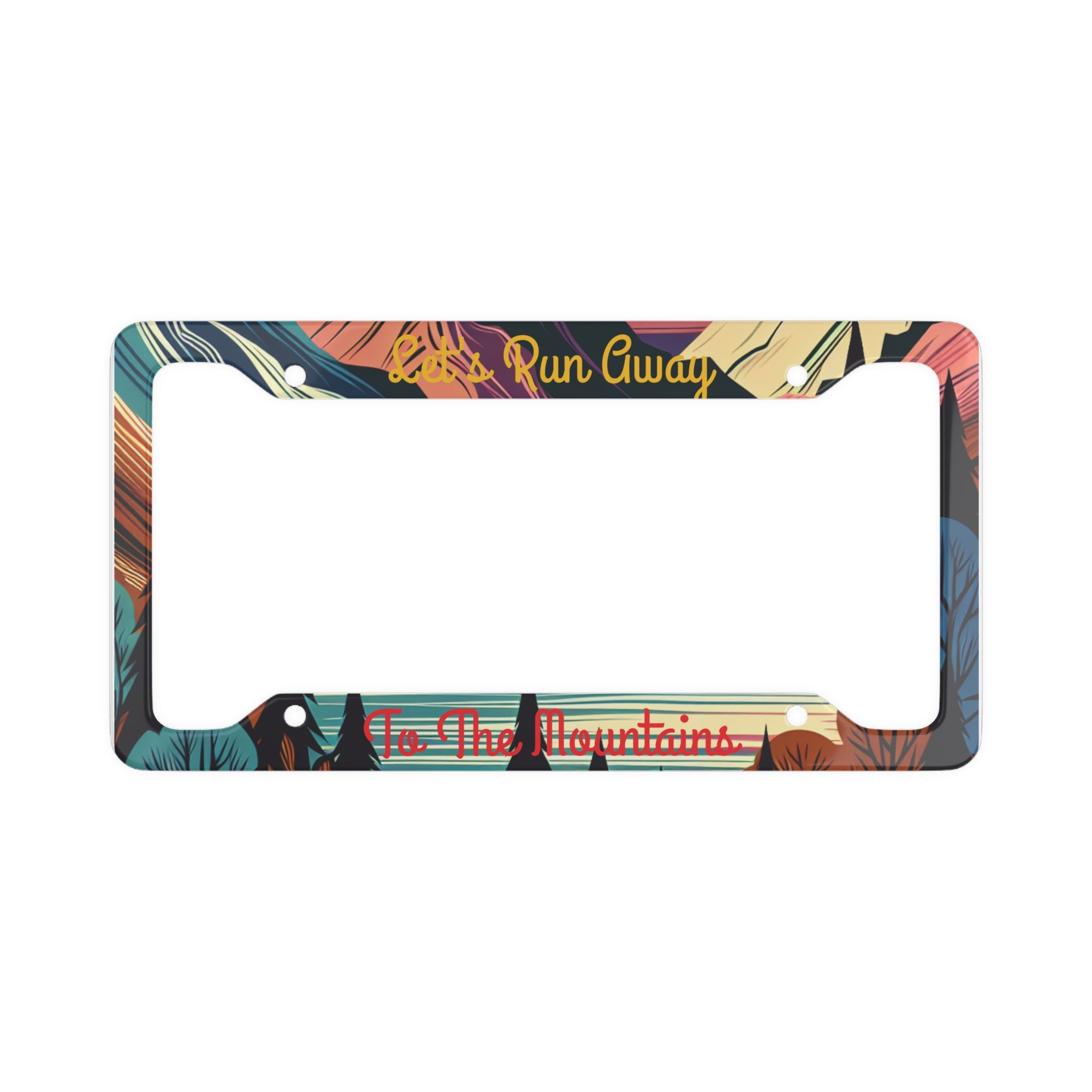 Adventure License Plate Frame - 'Run Away To The Mountains', Travel Decor, Car Accessories, Nature Gifts, Outdoor Enthusiast Decor