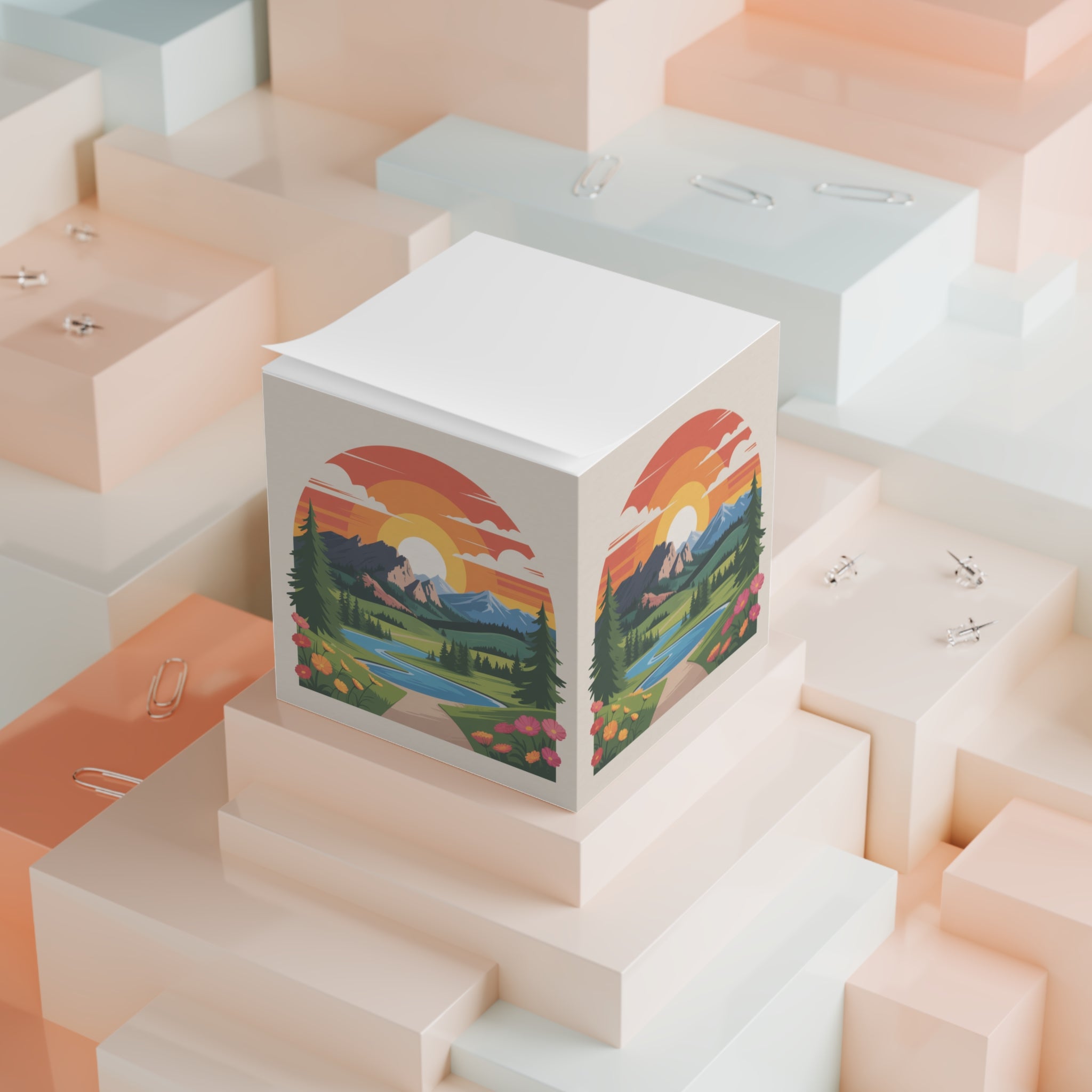 Scenic Note Cube - Wilderness Memo Pad, Nature Inspired Desktop Accessory, Gift for Hikers, Office Decor, Eco-Friendly Stationery