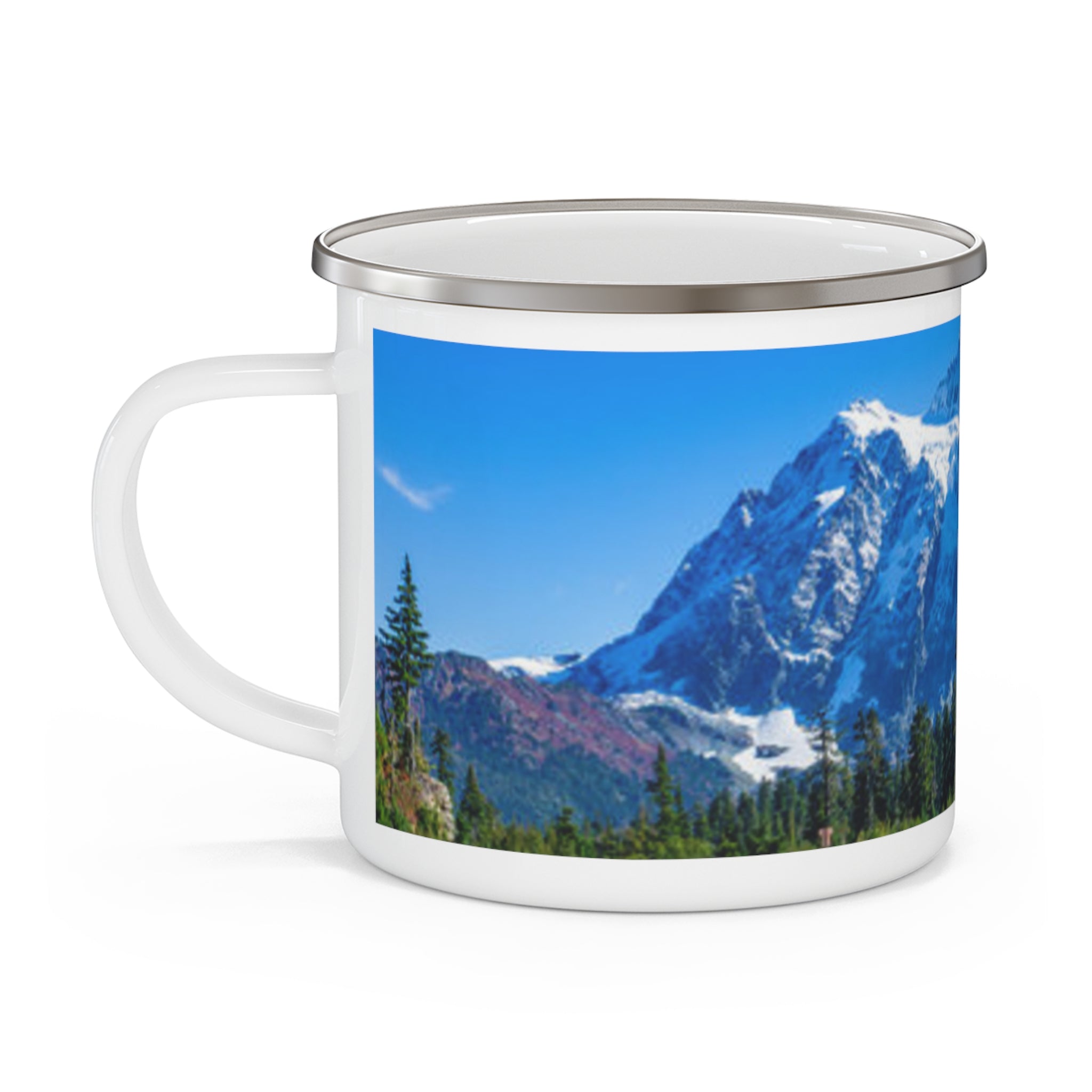 Mountain View Enamel Camping Mug - Perfect for Outdoor Lovers, Hiking Gifts, Travel Mugs, Nature Enthusiasts, Adventure Gear