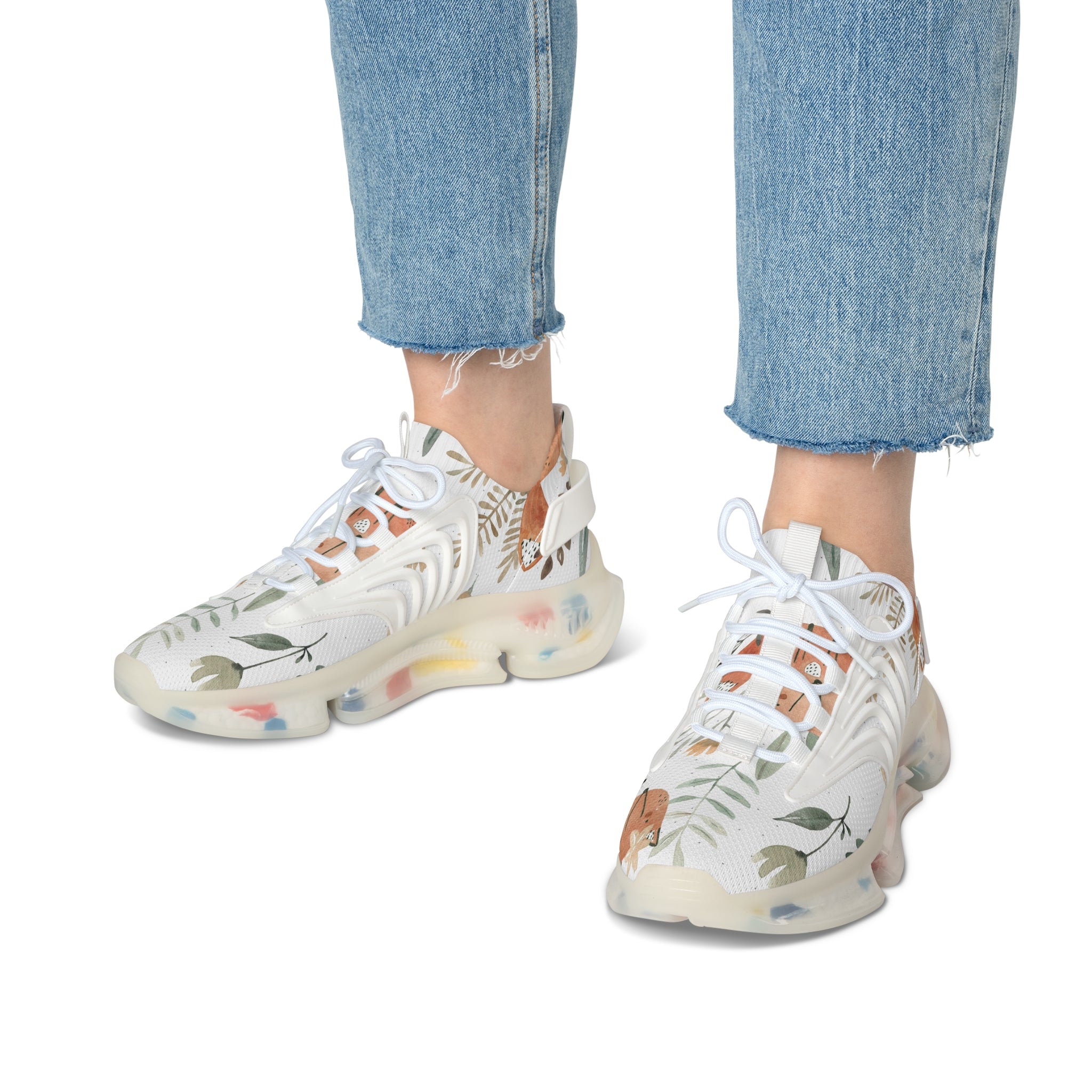 Stylish Floral Women's Mesh Sneakers, Lightweight Sneakers, Casual Footwear, Spring Fashion, Trendy Athletic Shoes