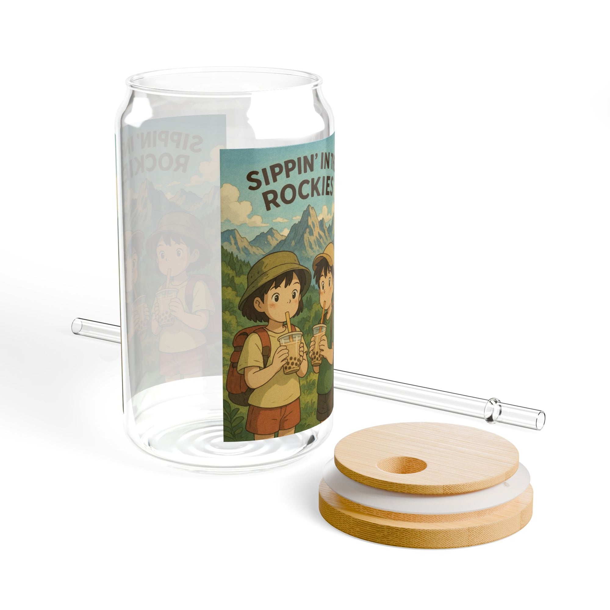 16oz Adventure Sipper Glass | Eco-Friendly Drinkware, Cute Camping Gifts, Personalized Outdoor Mugs, Vintage Travel Souvenir