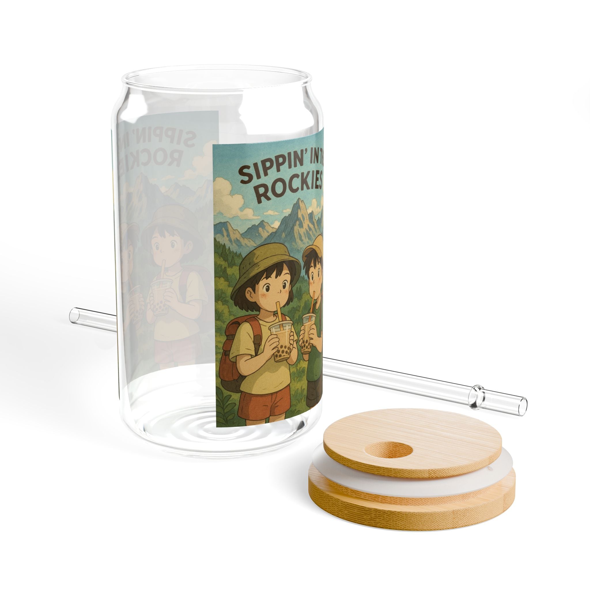 16oz Adventure Sipper Glass | Eco-Friendly Drinkware, Cute Camping Gifts, Personalized Outdoor Mugs, Vintage Travel Souvenir