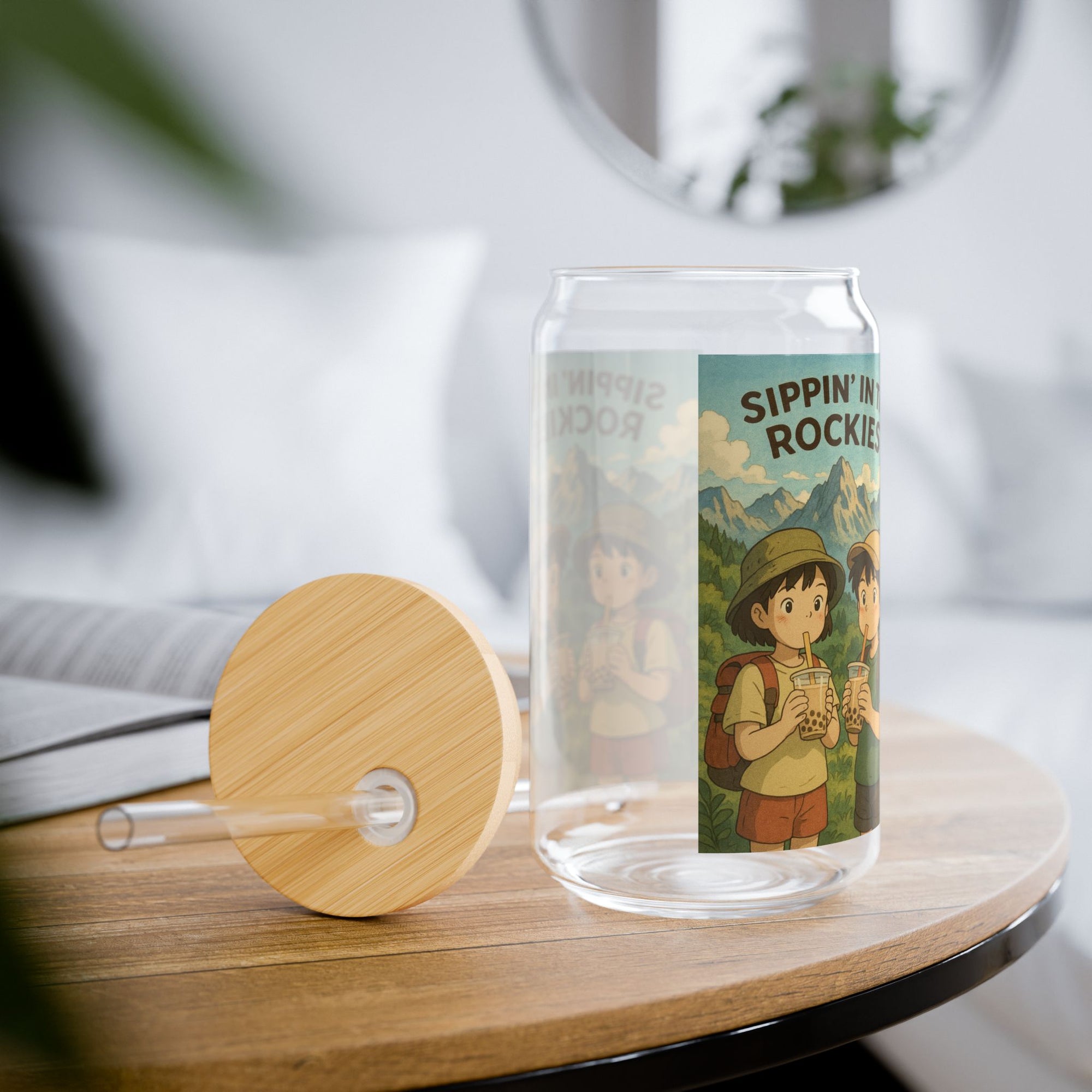 16oz Adventure Sipper Glass | Eco-Friendly Drinkware, Cute Camping Gifts, Personalized Outdoor Mugs, Vintage Travel Souvenir