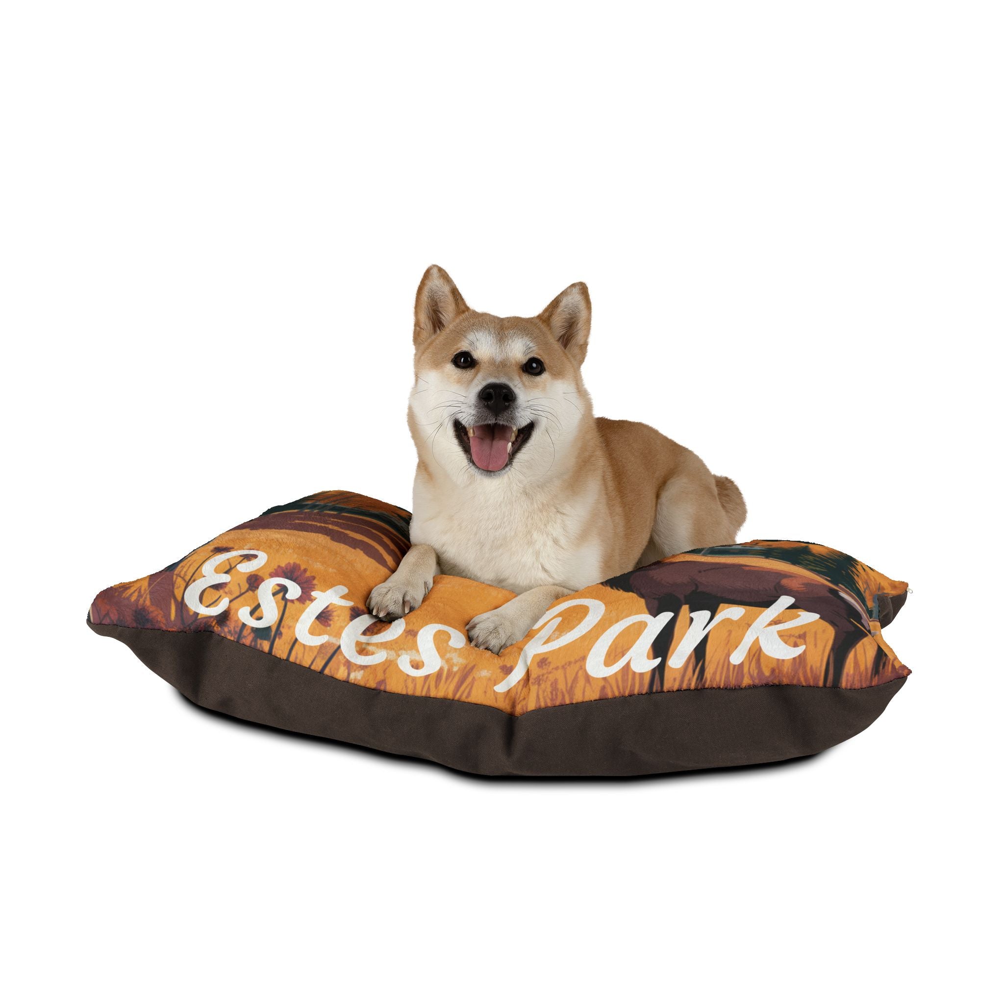 Nature-Themed Pet Bed with Estes Park Design, Cozy Pet Accessories, Rustic Dog Bed, Gift for Pet Lovers, Outdoor Decor