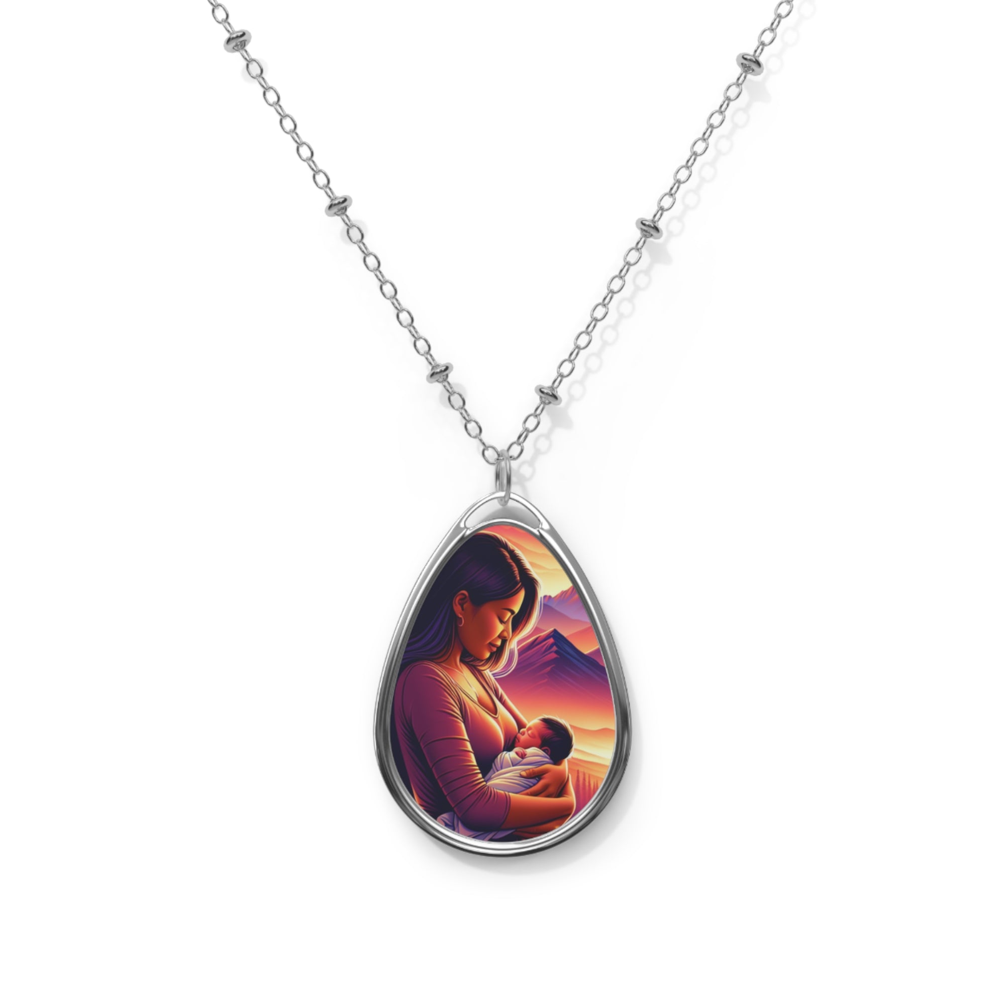 Emotional Motherhood Oval Necklace, Inspirational Jewelry, Gift for New Moms, Personalized Pendant, Keepsake Necklace