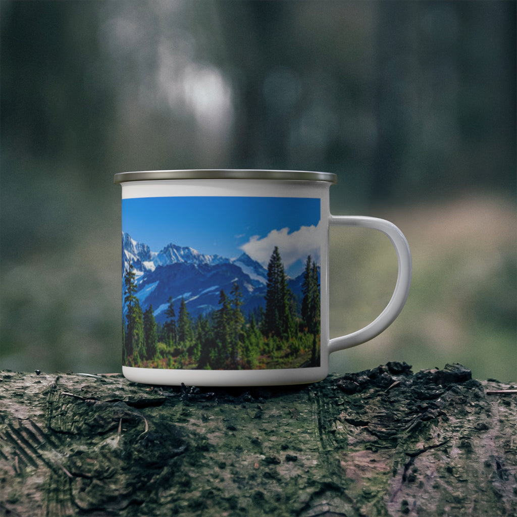 Mountain View Enamel Camping Mug - Perfect for Outdoor Lovers, Hiking Gifts, Travel Mugs, Nature Enthusiasts, Adventure Gear