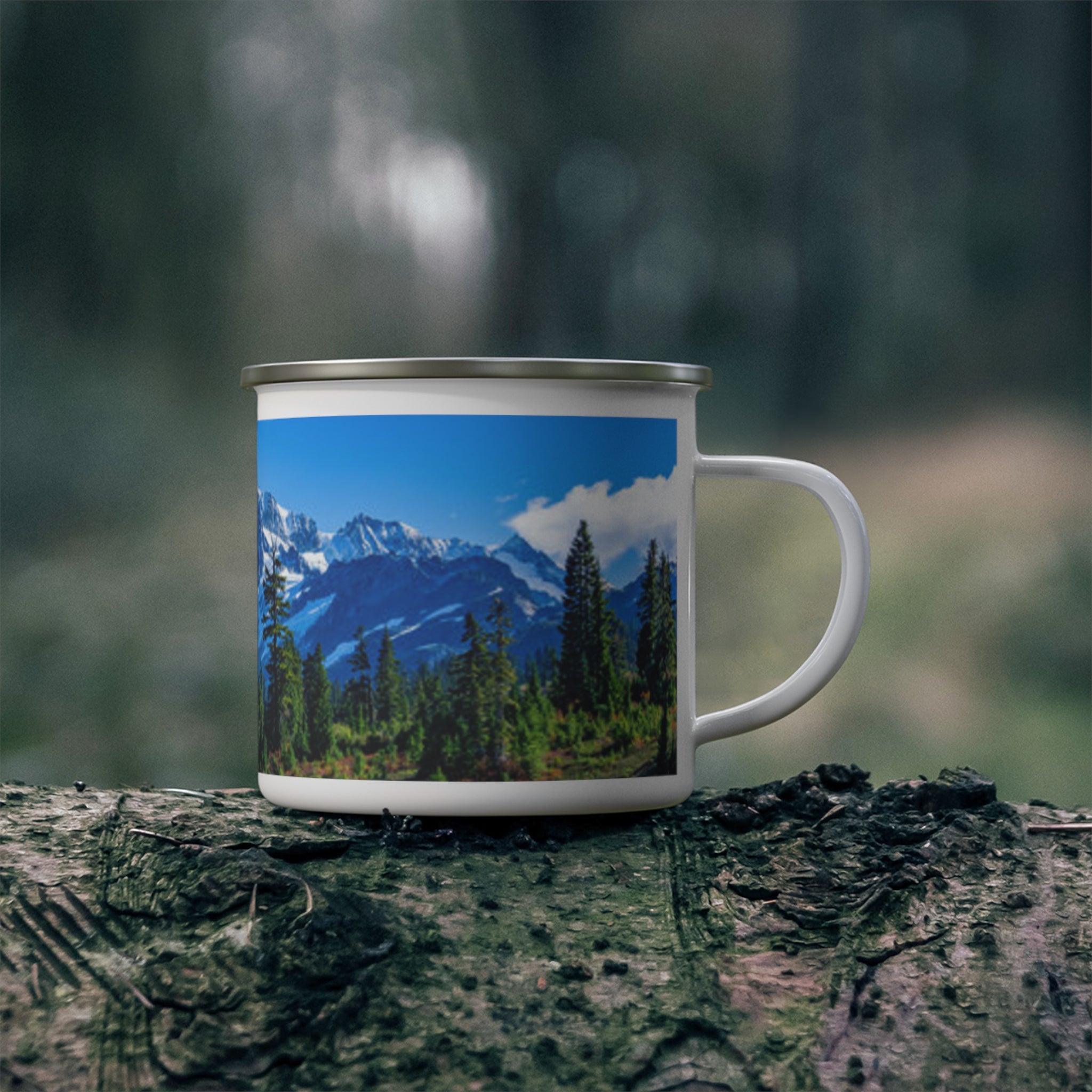 Mountain View Enamel Camping Mug - Perfect for Outdoor Lovers, Hiking Gifts, Travel Mugs, Nature Enthusiasts, Adventure Gear