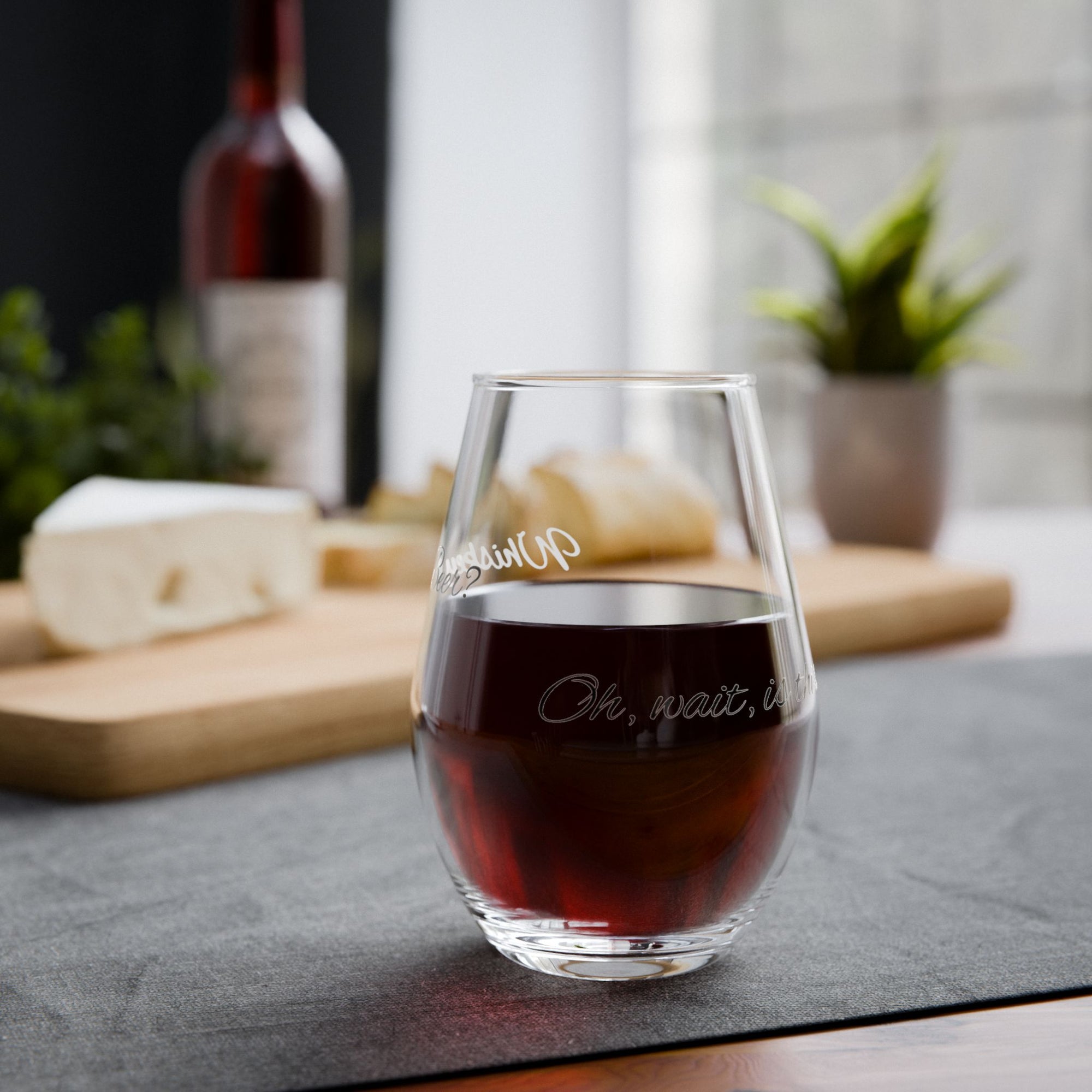 Engraved Stemless Wine Glass