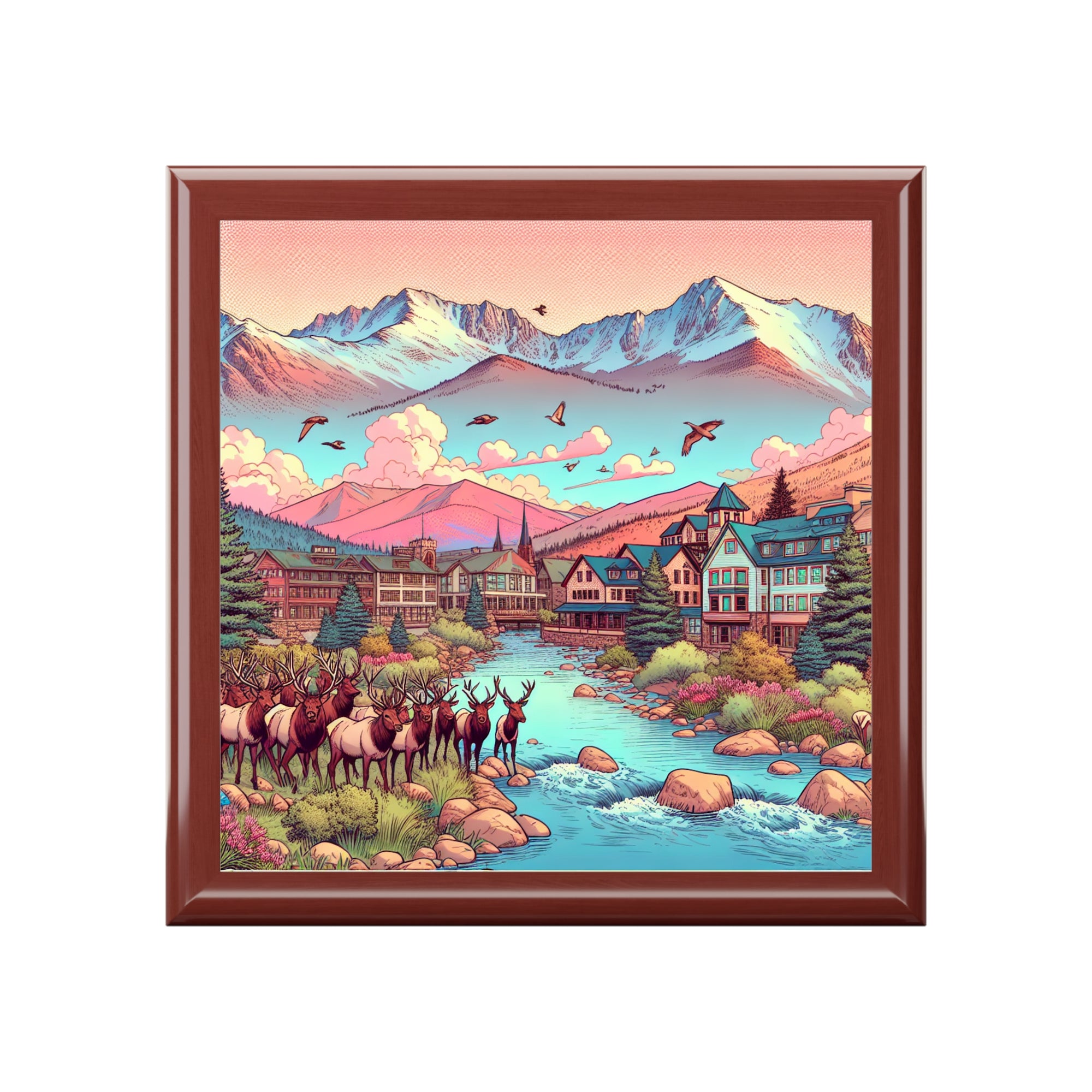 EP inspired Scenic Jewelry Box with Mountain Landscape, Nature-Inspired Jewelry Organizer, Gift for Nature Lovers, Unique Decor, Travel Memories