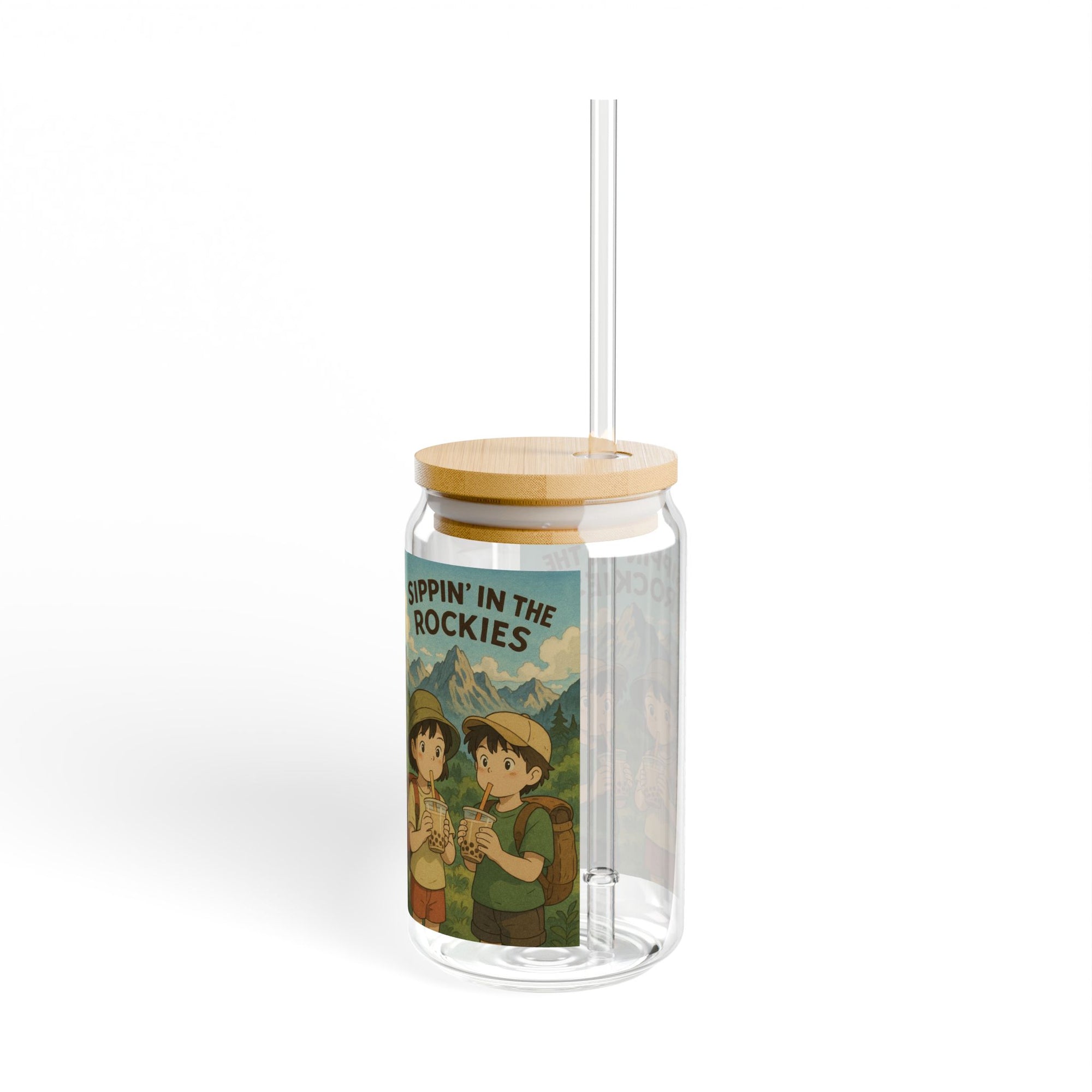 16oz Adventure Sipper Glass | Eco-Friendly Drinkware, Cute Camping Gifts, Personalized Outdoor Mugs, Vintage Travel Souvenir