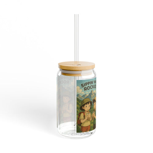 16oz Adventure Sipper Glass | Eco-Friendly Drinkware, Cute Camping Gifts, Personalized Outdoor Mugs, Vintage Travel Souvenir