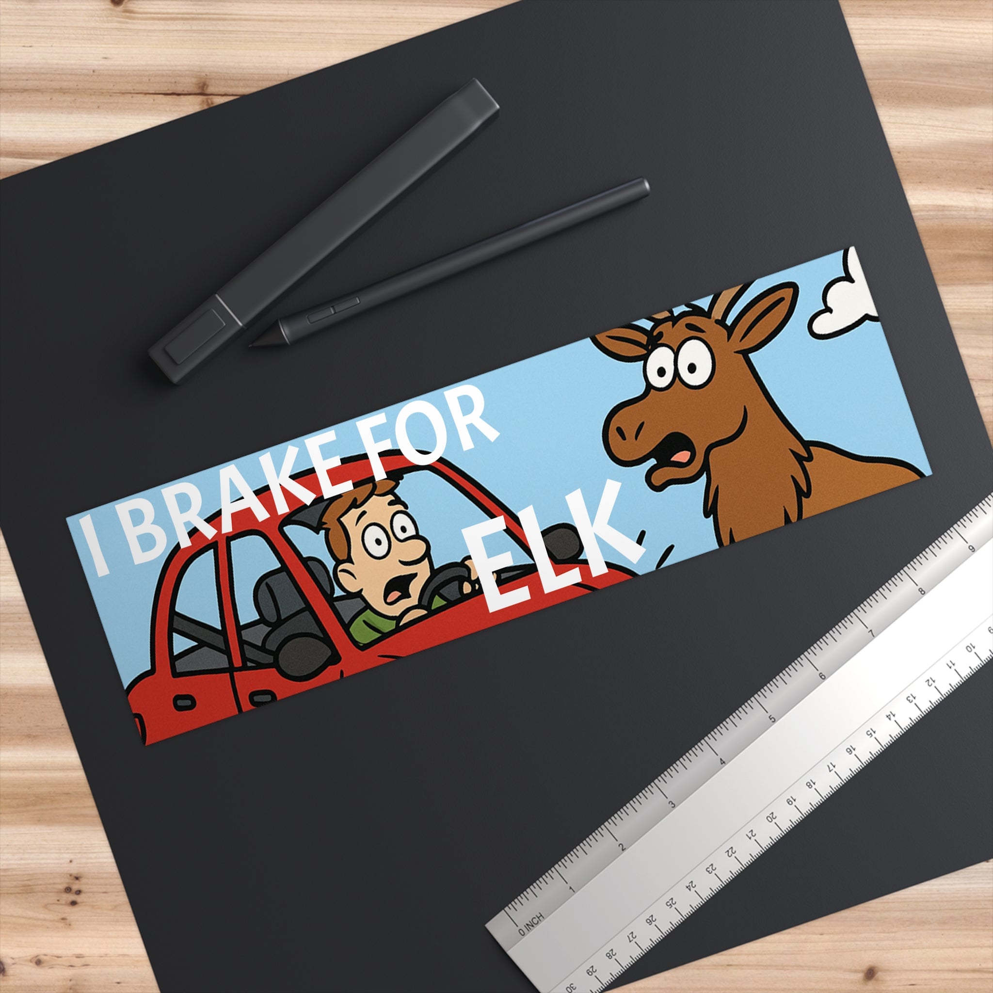 I Brake For Elk Humor Bumper Stickers, Fun Car Accessories, Outdoor Adventure Gifts, Travel Decor, Wildlife Enthusiast Gifts