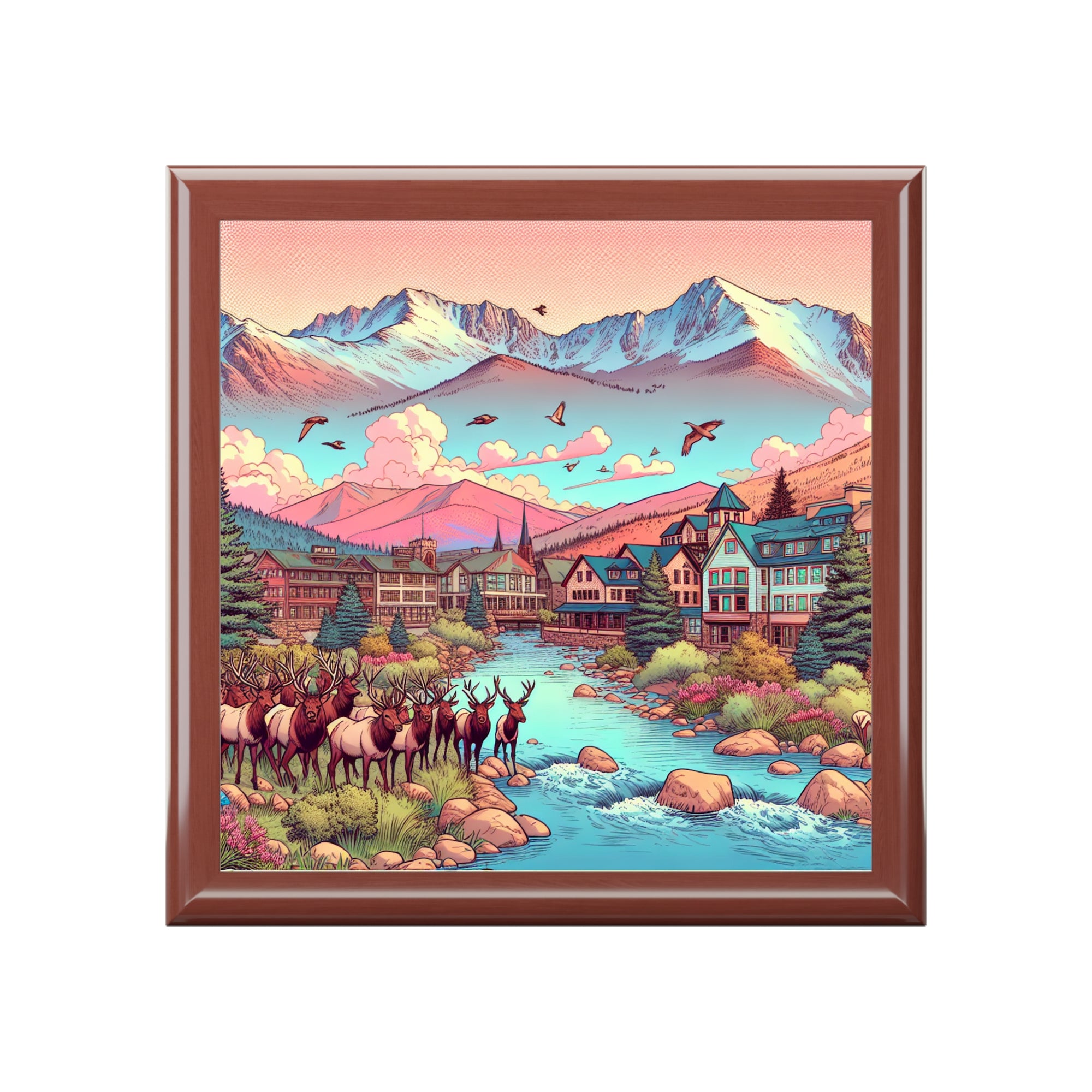 EP inspired Scenic Jewelry Box with Mountain Landscape, Nature-Inspired Jewelry Organizer, Gift for Nature Lovers, Unique Decor, Travel Memories