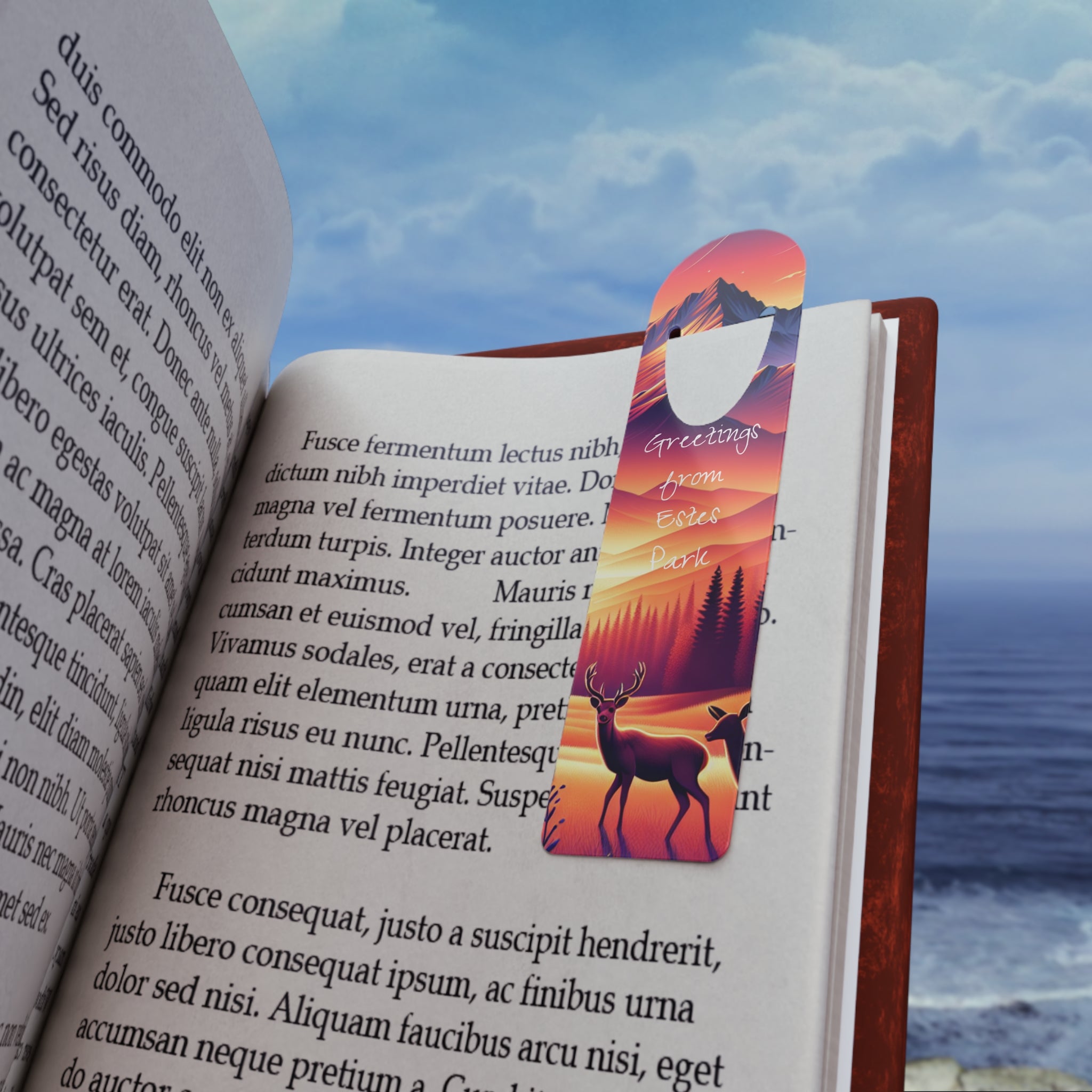 Colorful Sunset Bookmark with Deer Design, Inspirational Gift for Readers, Nature Lover Gift, Unique Book Accessory, Travel Souvenir